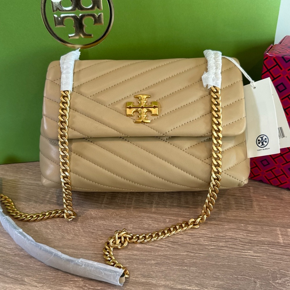 Tory Burch Beige Kira Small Shoulder Bag in Desert Dune